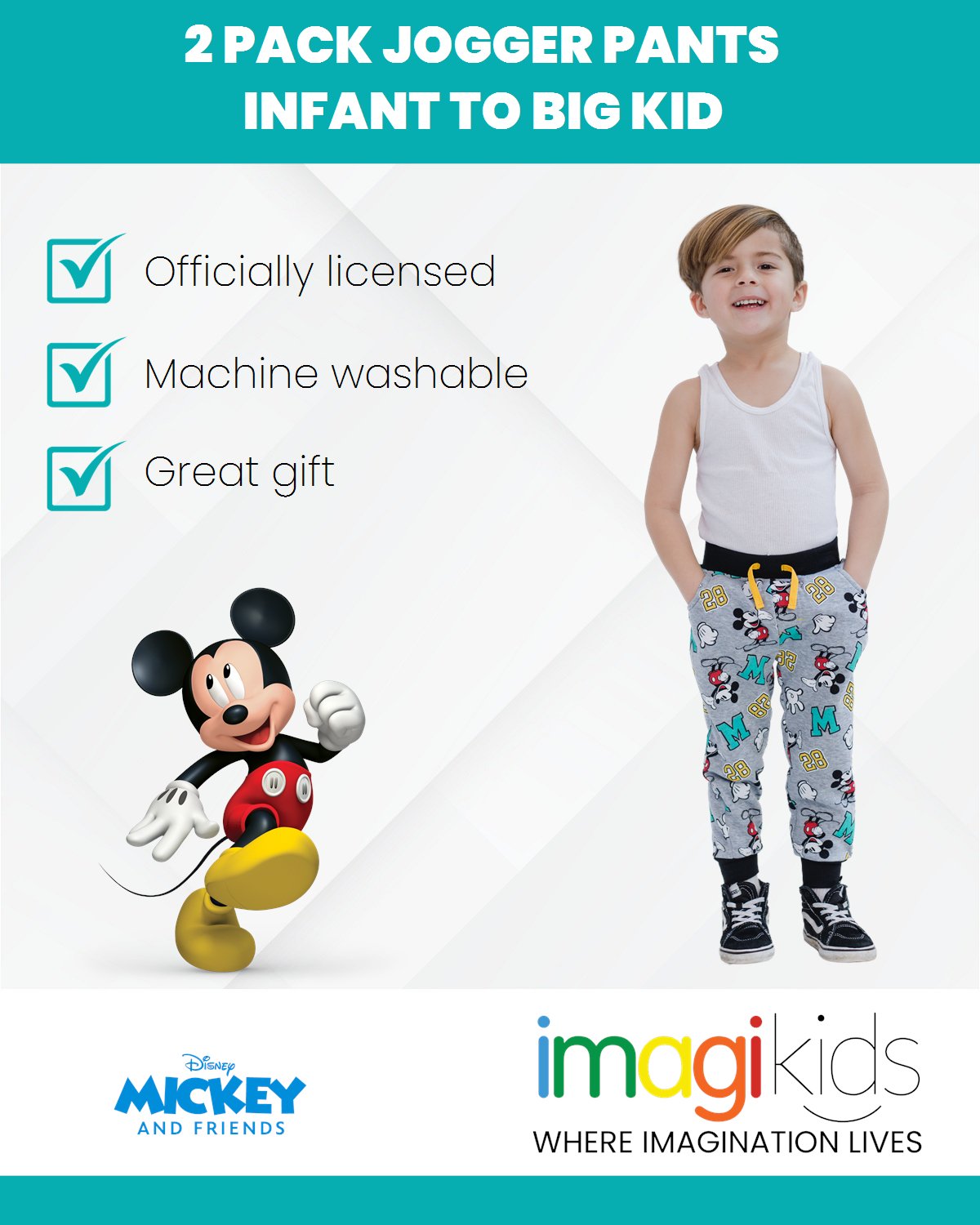 Disney Mickey Mouse Fleece 2 Pack Jogger Pants - imagikids