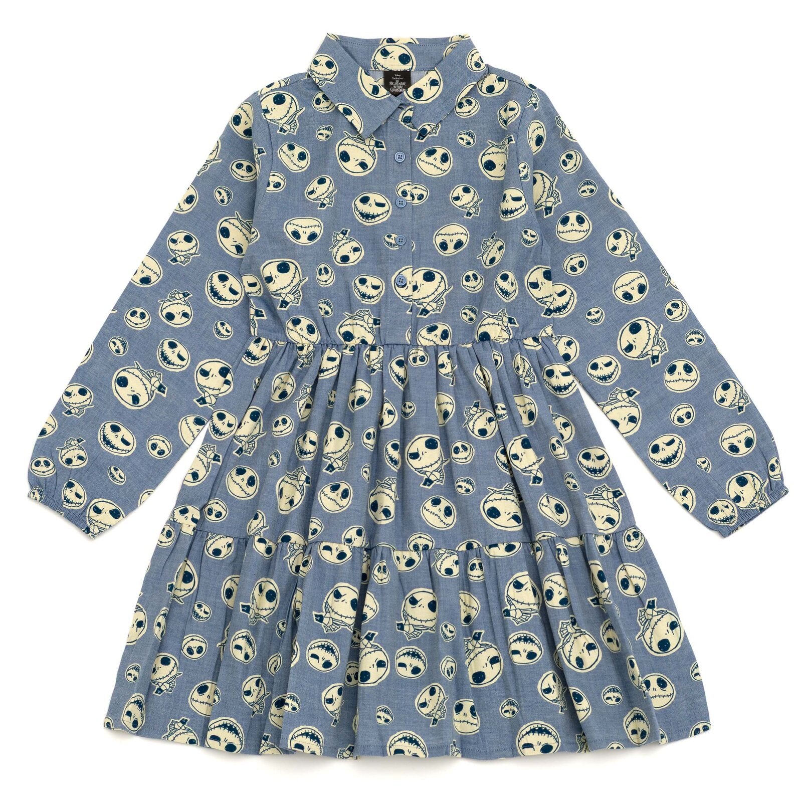 Disney Nightmare Before Christmas Jack Skellington Toddler Girls Chambray Dress Light Blue 2T Disney Nightmare Before Christmas Jack Skellington Toddler Girls Chambray Dress Light Blue 2T