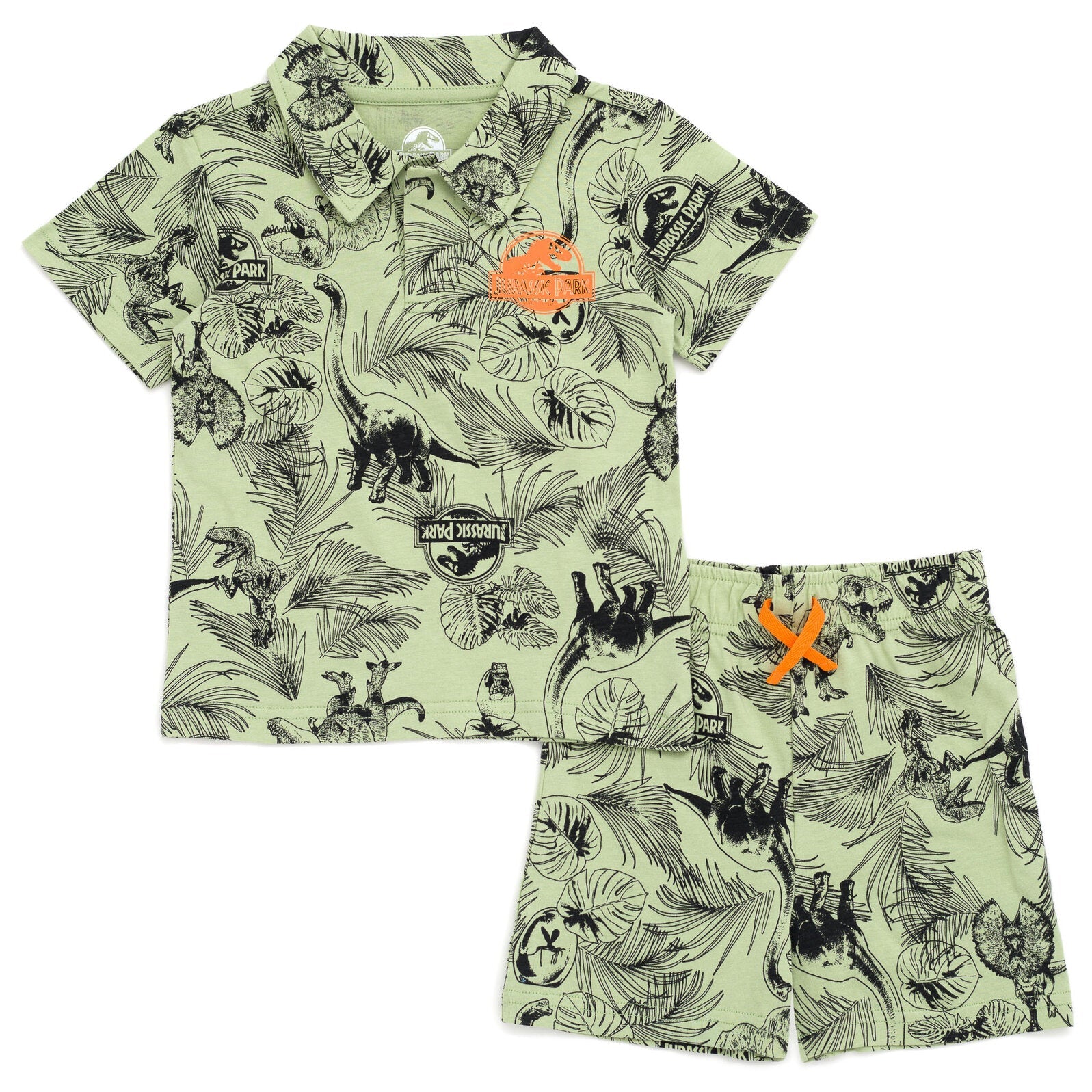 Toddler Green T-Rex White Polo main image 0
