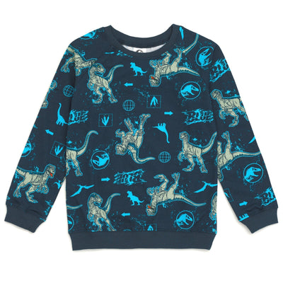Jurassic World Jurassic Park Blue (Dinosaur) French Terry Sweatshirt and Bike Shorts - imagikids