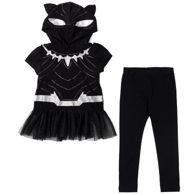Marvel Avengers Black Panther Cosplay T-Shirt Dress and Leggings Outfit Set - imagikids