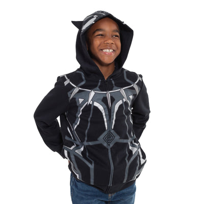 Marvel Avengers Black Panther Fleece Zip Up Pullover Hoodie - imagikids