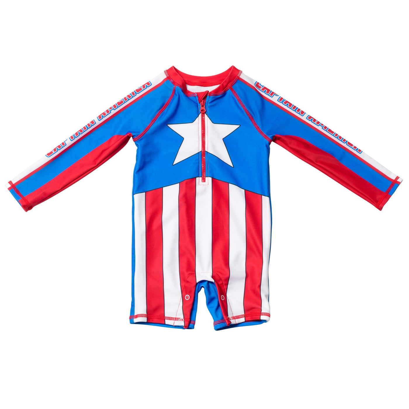 Marvel Avengers Captain America Half Zip UPF 50+ Up One Piece Bathing Suit - imagikids