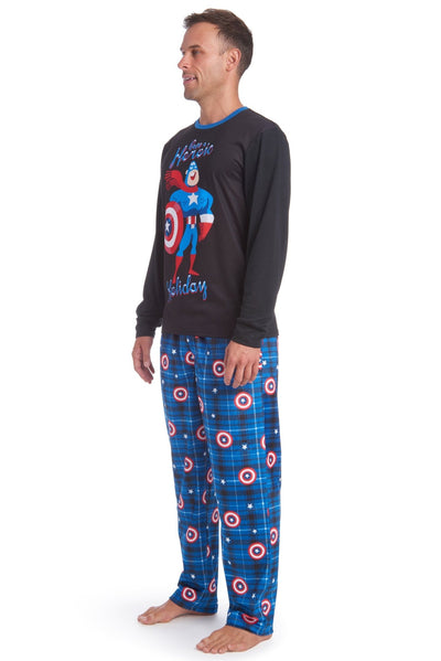 Marvel Avengers Captain America Pajama Shirt and Fleece Pants Sleep Set - imagikids