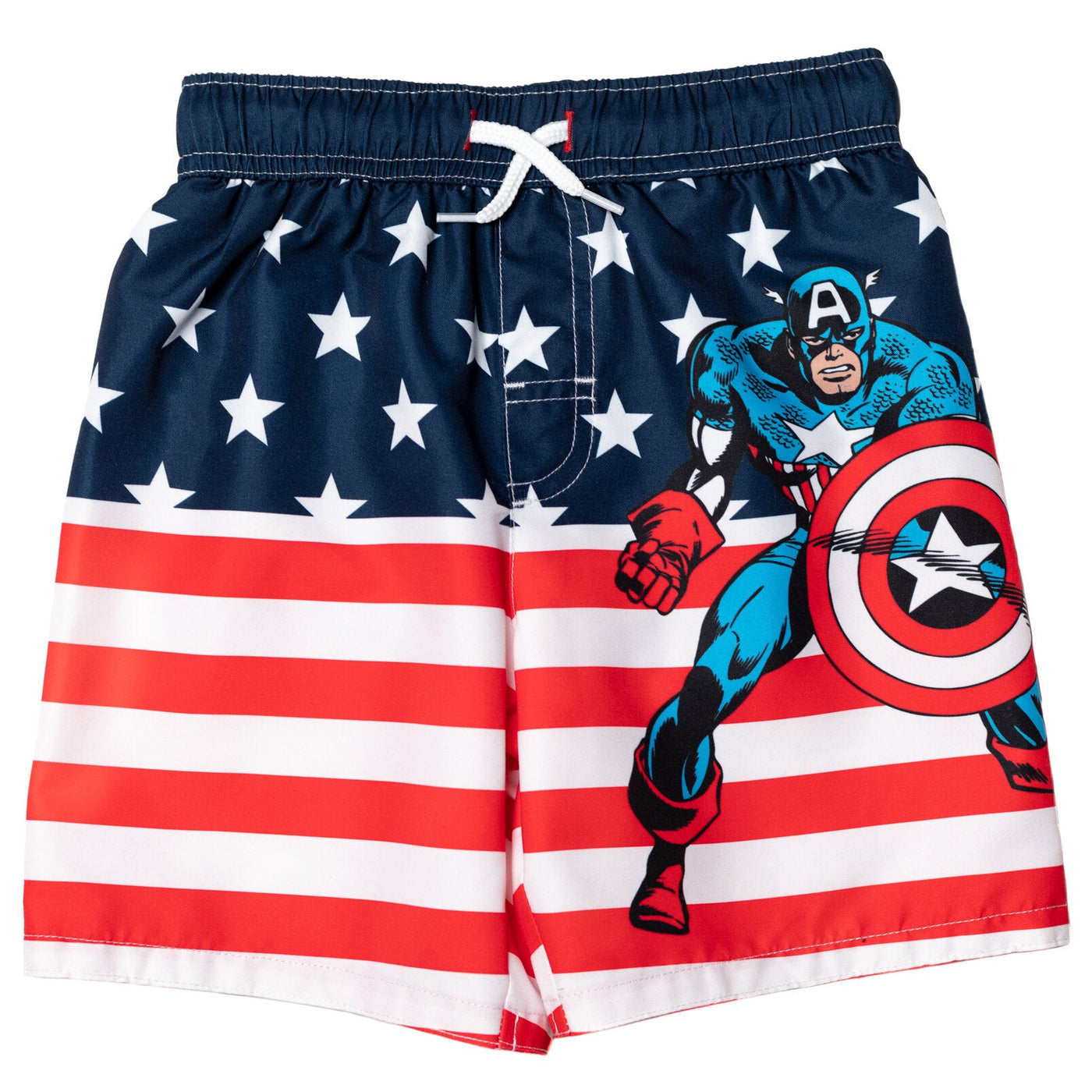 Marvel Avengers Captain America UPF 50+ Rash Guard Swim Trunks Outfit Set - imagikids