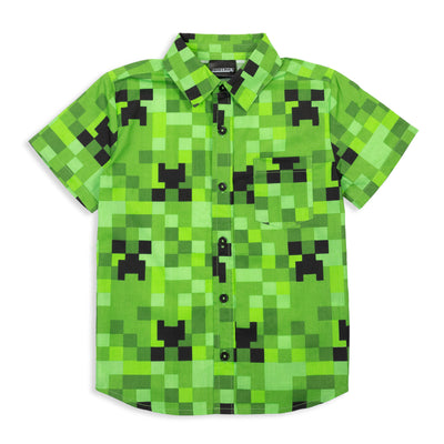 Minecraft Creeper Short Sleeve Dress Shirt