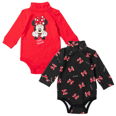 Minnie Mouse 2 Pack Turtleneck Cuddly Long Sleeve Bodysuits