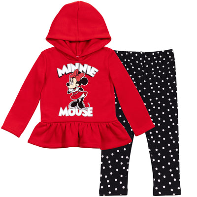 Minnie Mouse Pullover Crossover Fleece Hoodie and Leggings Outfit Set