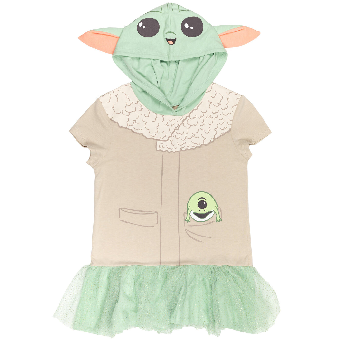 Star Wars The Mandalorian Baby Yoda Cosplay Costume T-Shirt Dress and Leggings