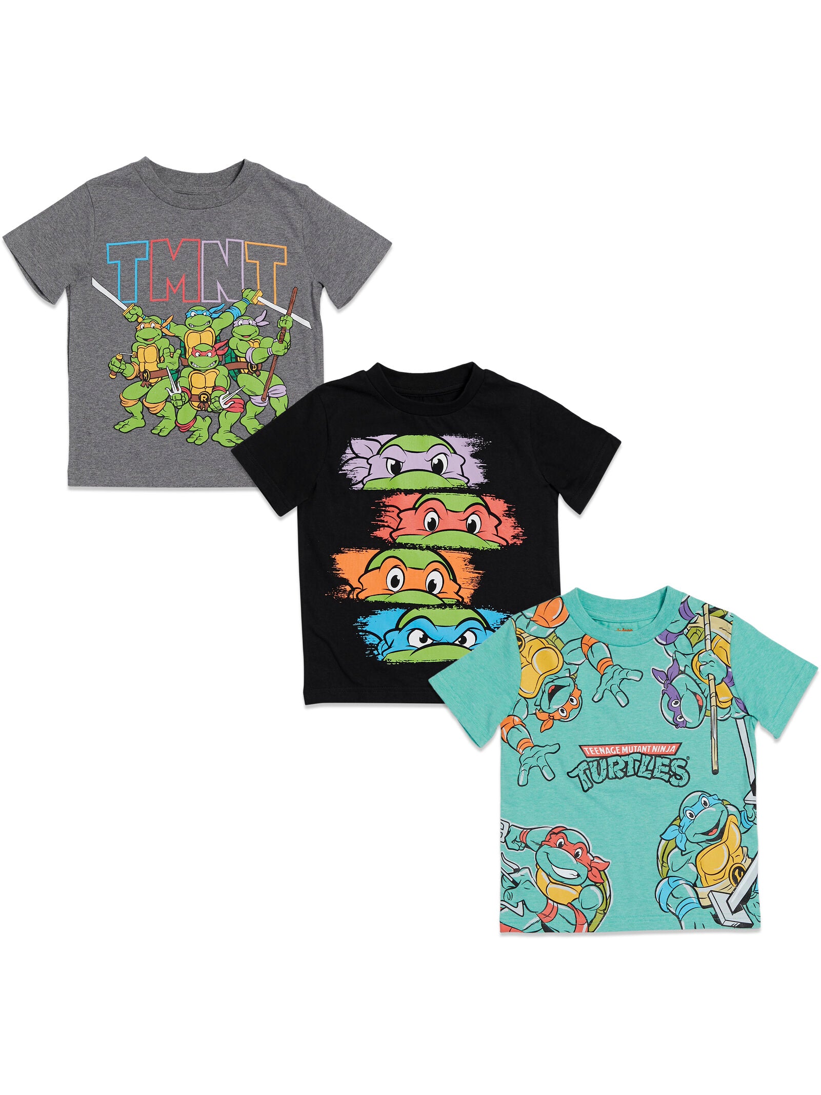 Teenage Mutant Ninja Turtles Leonardo Michelangelo Raphael Toddler Boys 2 Pack T-shirts Green / Grey 5T