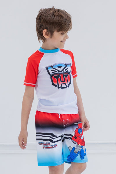Transformers Optimus Prime UPF 50+ Rash Guard Swim Trunks Outfit Set - imagikids