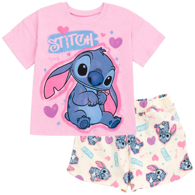 Disney Lilo & Stitch Stitch T-Shirt and Dolphin French Terry Shorts Outfit Set - imagikids