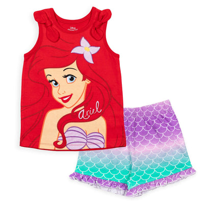 Disney Princess Princess Ariel Tank Top and French Terry Shorts Outfit Set - imagikids