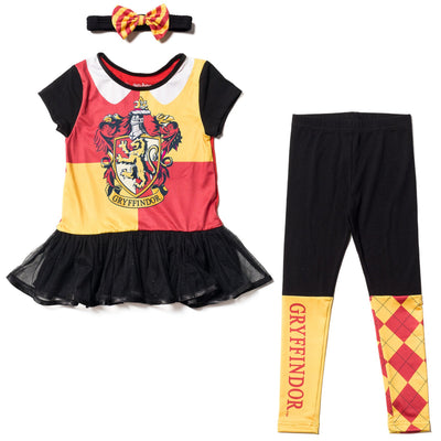 Harry Potter Cosplay T-Shirt Dress Leggings and Headband 3 Piece Outfit Set - imagikids