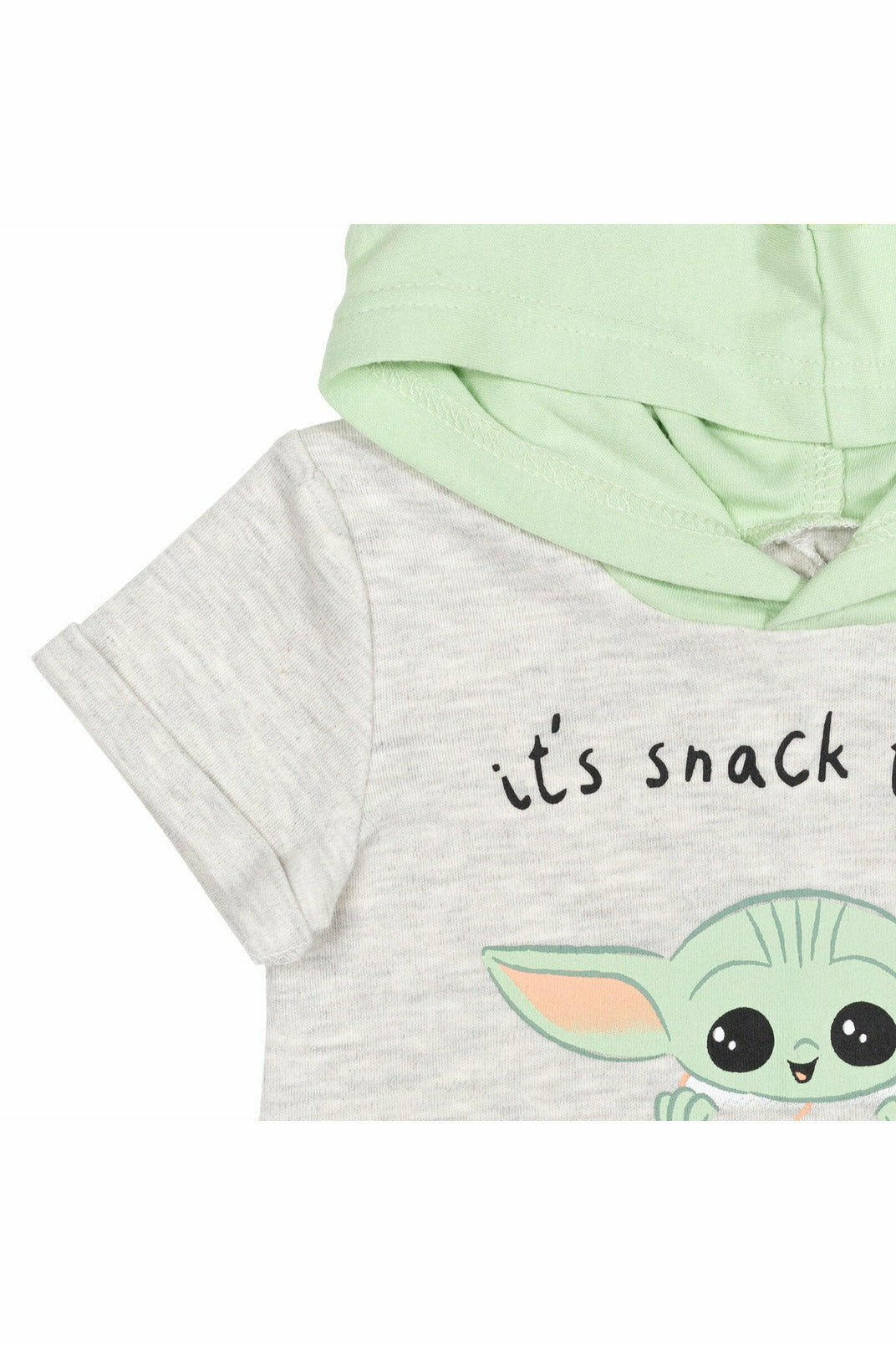 Baby Yoda Hooded Costume Short Sleeve Romper with Pocket