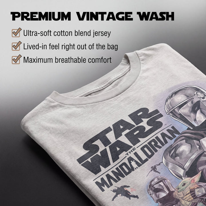 Star Wars The Mandalorian Men's Short Sleeve T-Shirt Mando Vapor Blue