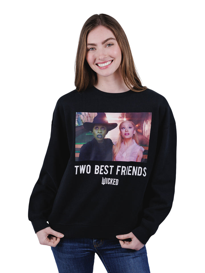 Wicked Women's Fleece Crewneck Pullover Elphaba Glinda Black