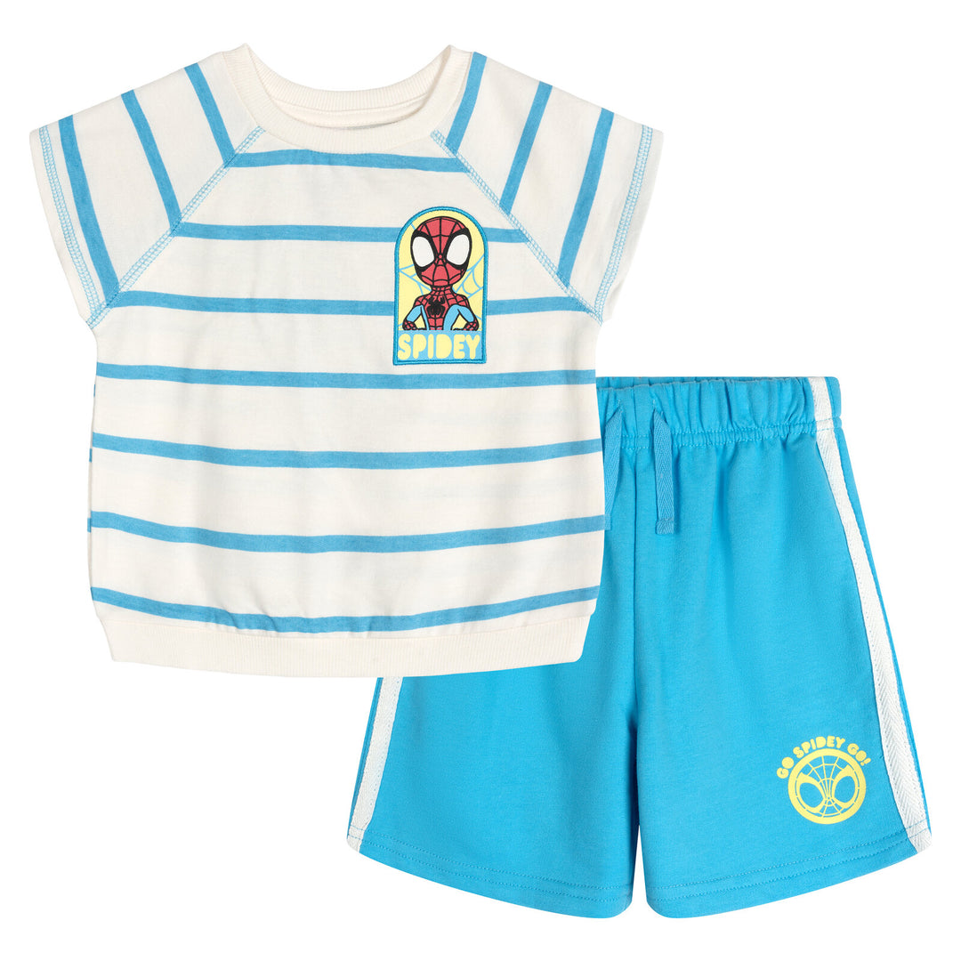 Marvel Spidey and His Amazing Friends Boys' 2-Piece T-Shirt and Shorts Set Ivory Blue