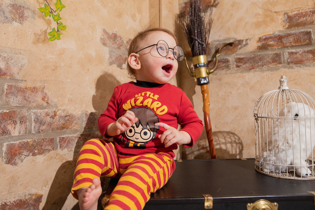 Harry Potter Baby 4-Piece Bodysuit Tee and Pants Set Red Grey