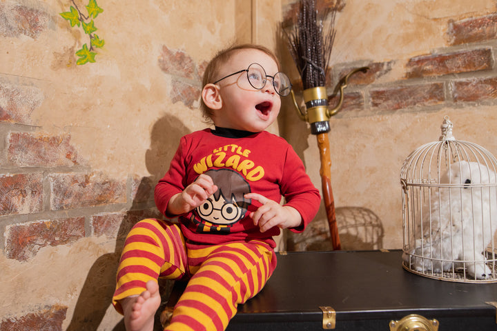 Harry Potter Baby 4-Piece Bodysuit Tee and Pants Set Red Grey