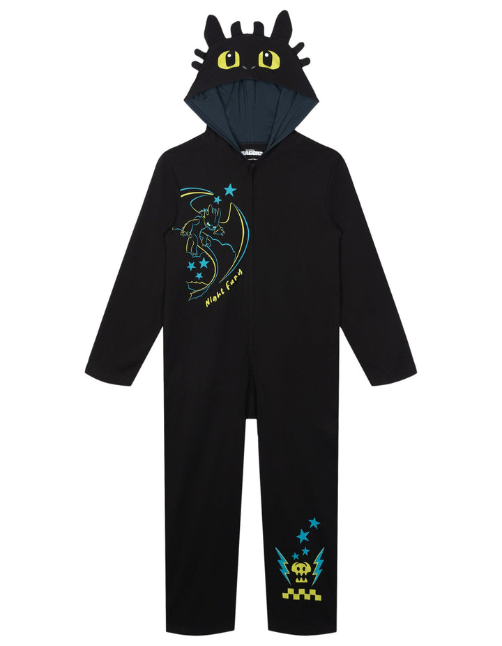 How to Train Your Dragon Toothless Cosplay Hooded One Piece Coverall Charcoal