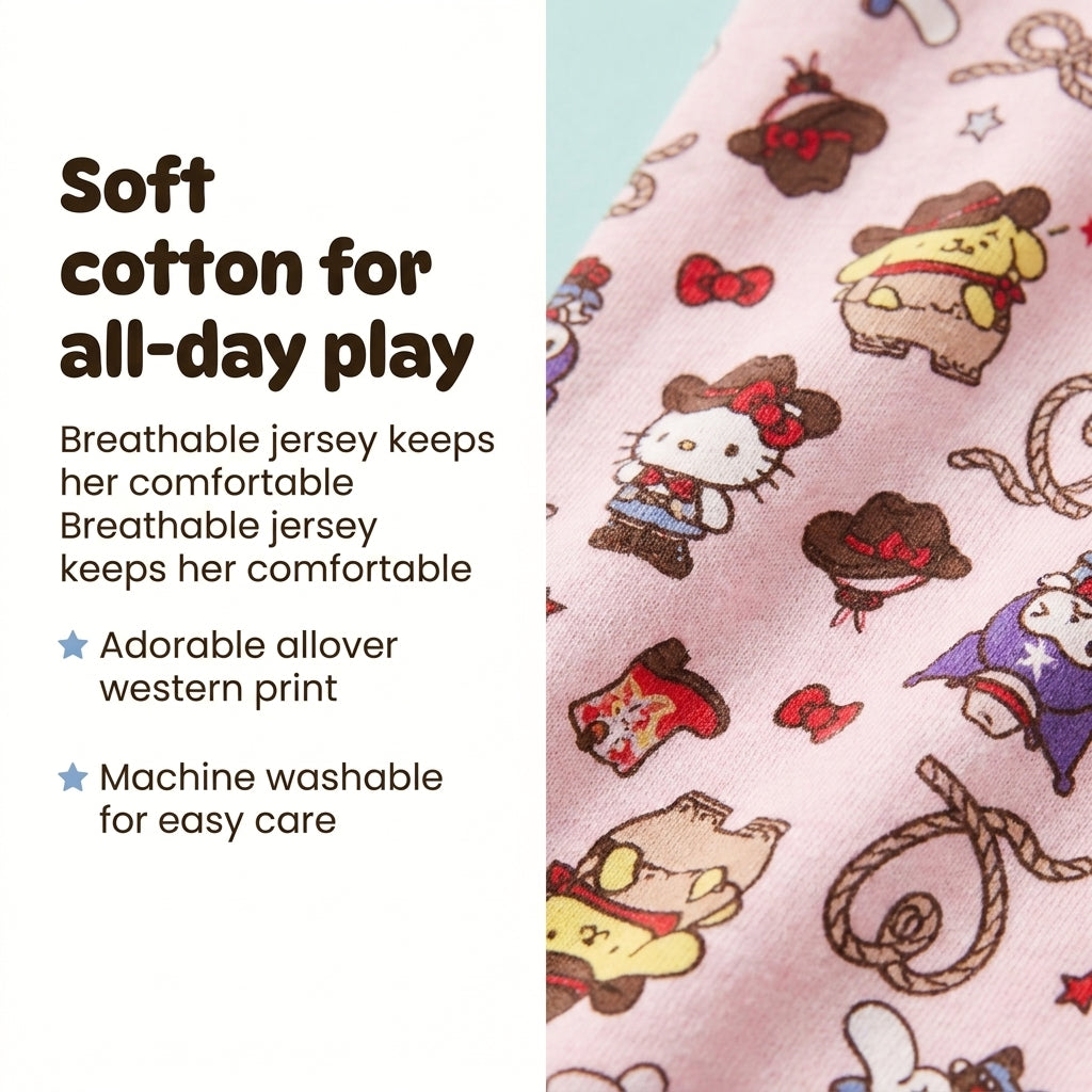 Hello Kitty Girls' Long Sleeve Tee and Corduroy Skirt Set Pink Blue