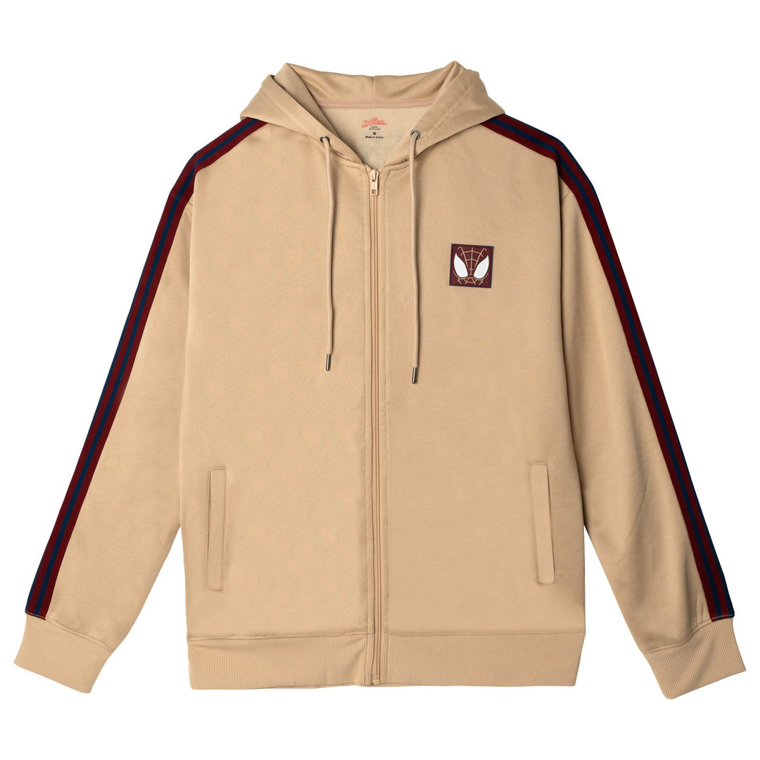 Marvel Spider-Man Men's Zip-Up Hooded Sweatshirt Tan