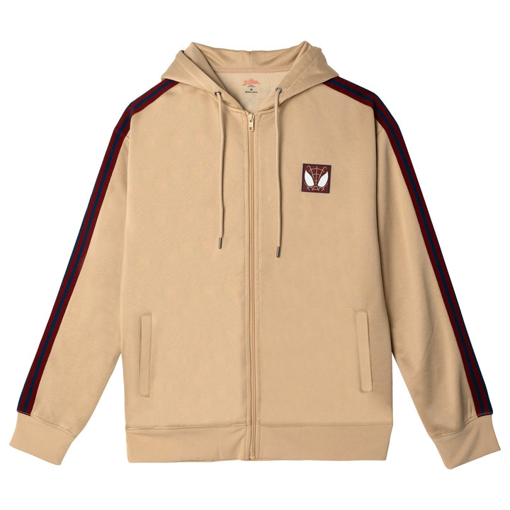 Marvel Spider-Man Men's Zip-Up Hooded Sweatshirt Tan