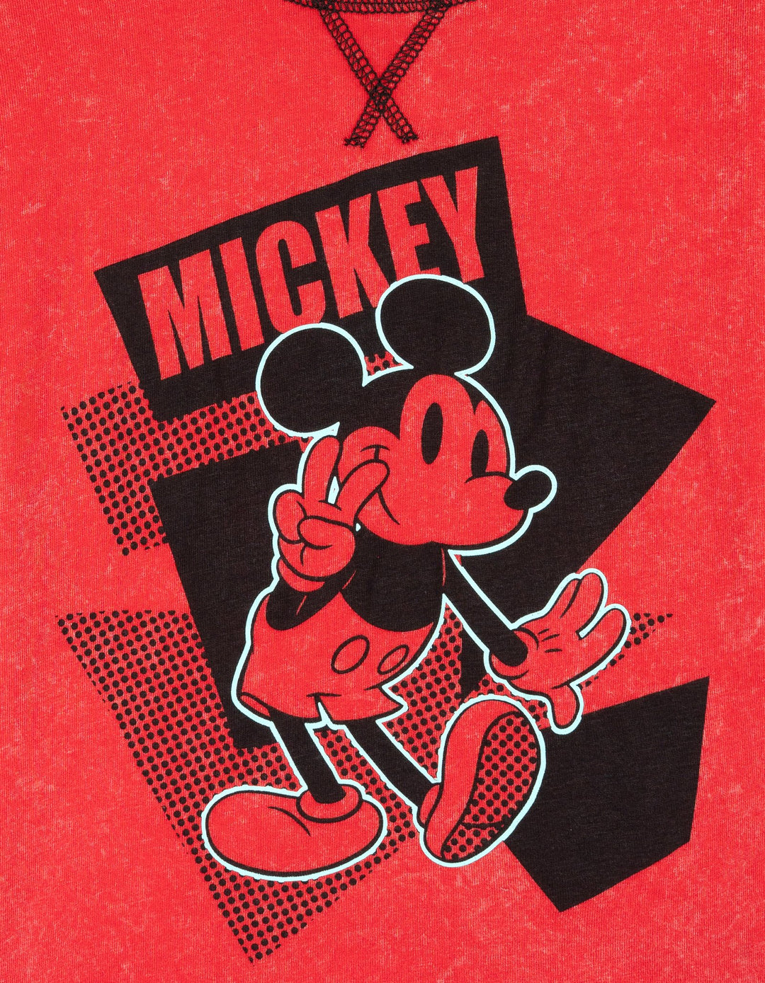Disney Mickey Mouse Short Sleeve T-Shirt Red Peace Sign
