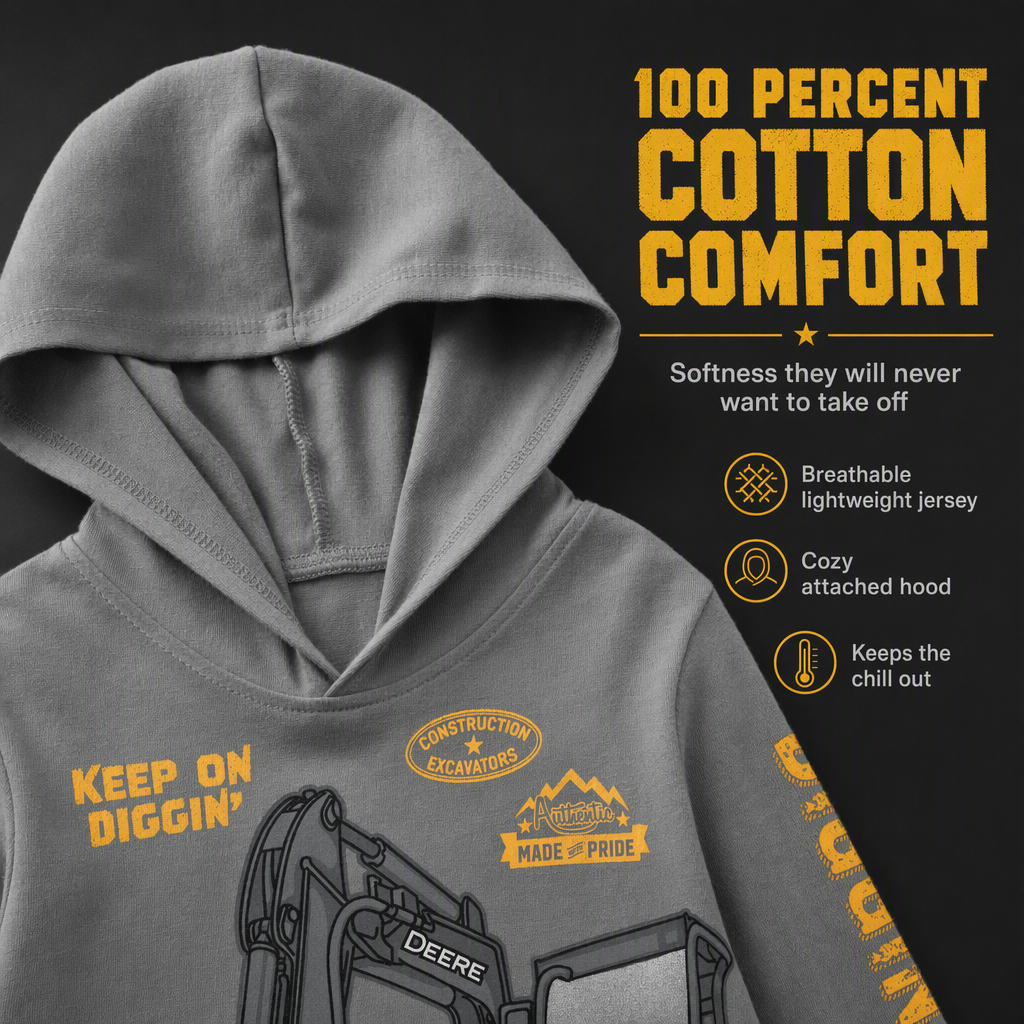 John Deere Boys' Pullover Hoodie Gray