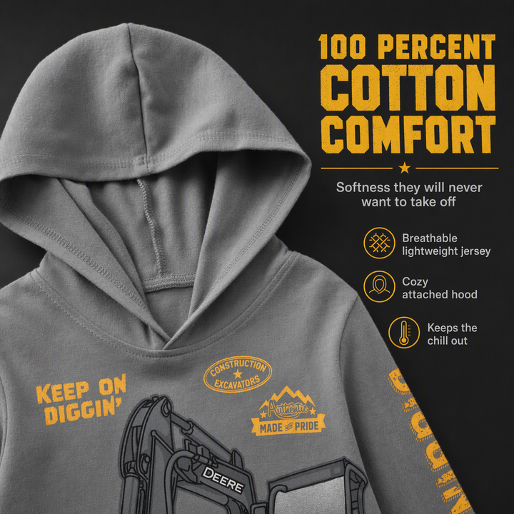 John Deere Boys' Pullover Hoodie Gray