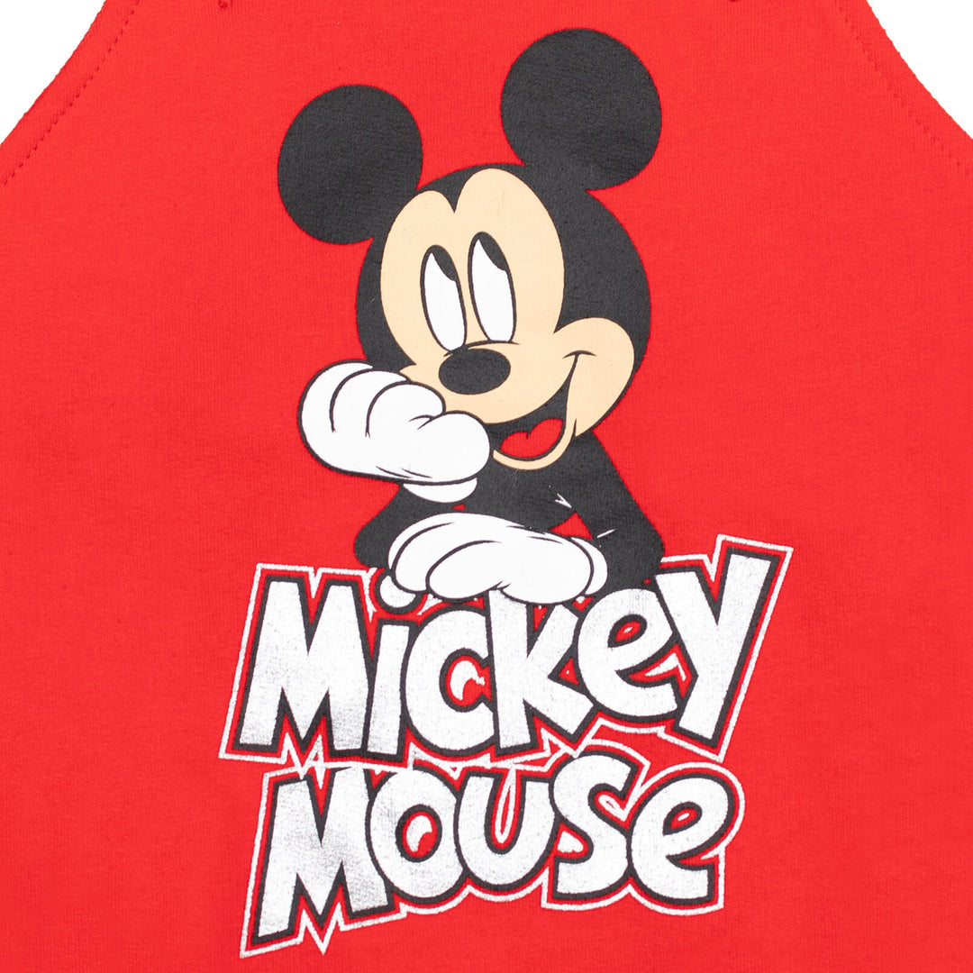 Disney Mickey Mouse Baby Boys' 3-Piece Shortall, T-Shirt and Hat Set Red Grey
