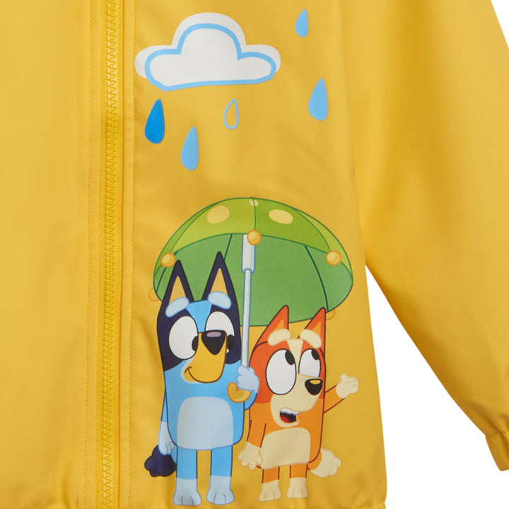 Bluey Zip-Up Hooded Rain Jacket Yellow