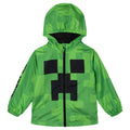 Minecraft Creeper Boys' Plush Lined Hooded Windbreaker Jacket Green