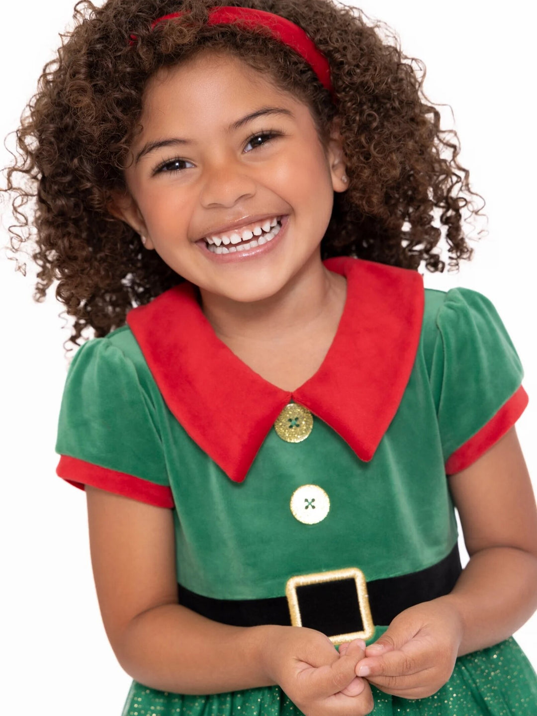 imagikids Girls' Holiday Short Sleeve Tulle Dress Green and Red