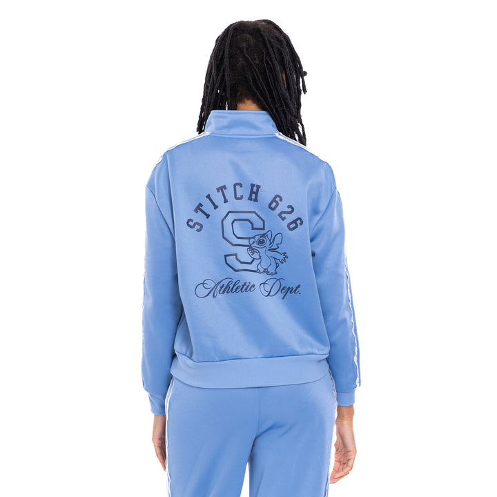 Lilo & Stitch Women's Athletic Zip-Up Track Jacket Light Blue