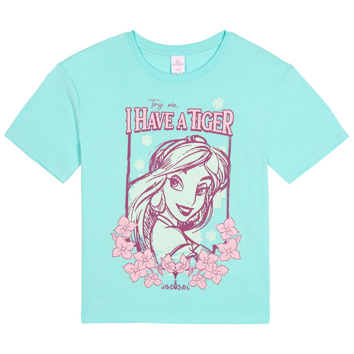 Disney Aladdin Princess Jasmine Women's Short Sleeve T-Shirt Light Teal