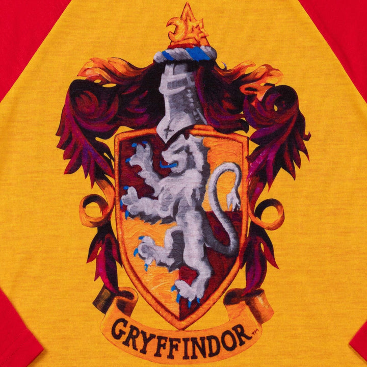 Harry Potter Gryffindor 2-Piece Long Sleeve Pajama Top and Pants Set Red Gold
