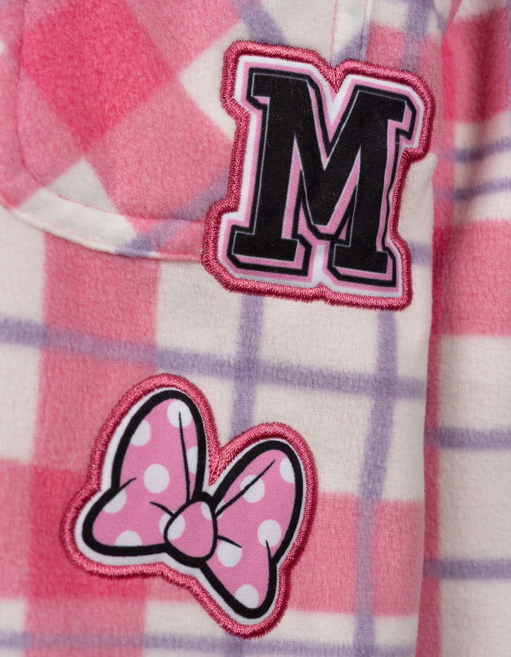 Minnie Mouse Toddler Girls' Fleece Shacket Pink Plaid