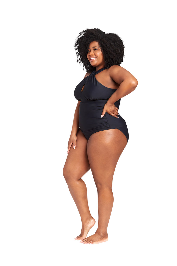 LYSA Women's Swimwear Tankini Top Solid Black