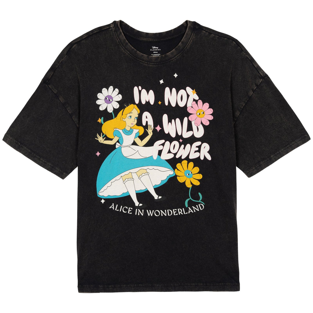Disney Alice in Wonderland Short Sleeve T-Shirt Jet Black Wash