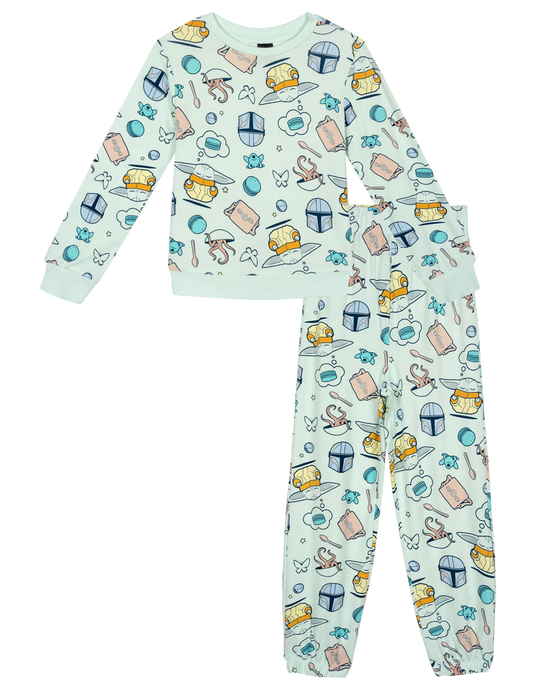 Star Wars Girls' Loungewear 2-Piece Sweatshirt and Pants Set Light Mint Grogu