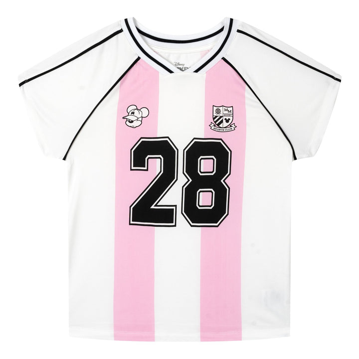 Disney Mickey Mouse Women's Short Sleeve Soccer Jersey Pink Stripe