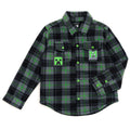 Minecraft Creeper Boys' Fleece Lined Shacket Gray Green
