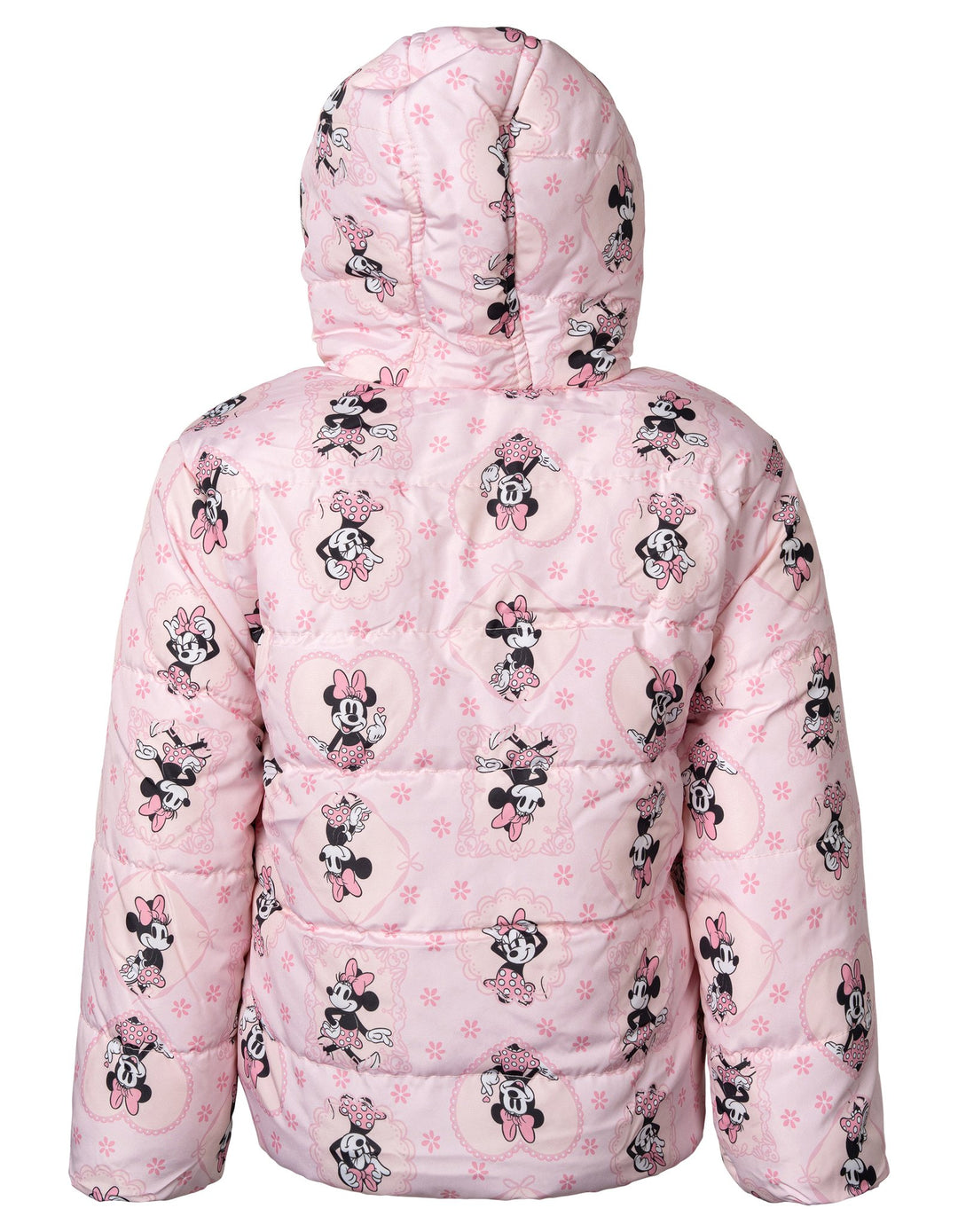 Minnie Mouse Girls' Hooded Puffer Jacket Pink Heart