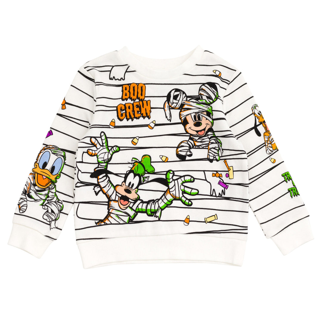 Disney Mickey Mouse Boys' Holiday 2-Piece Fleece Sweatshirt and Pants Set Ivory
