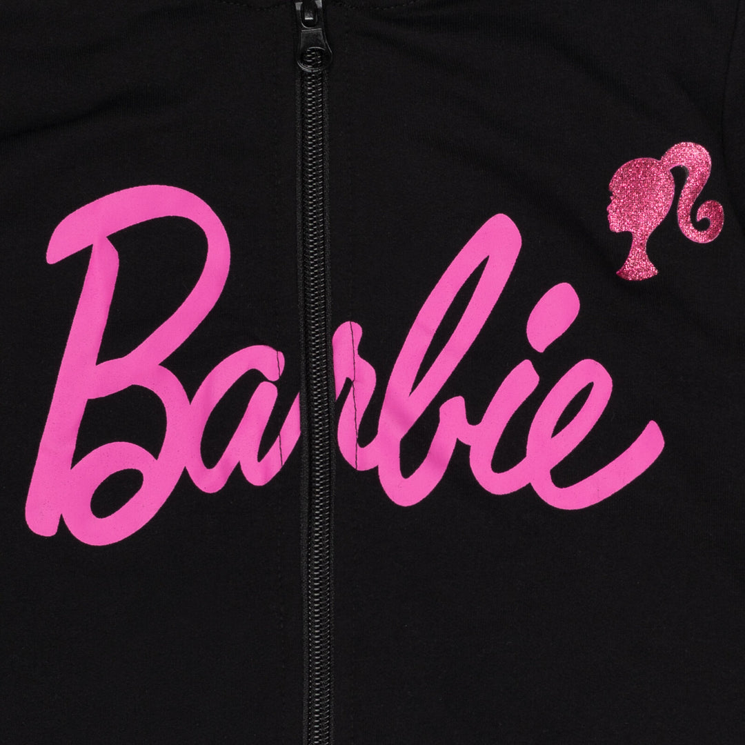 Barbie Girls' Zip-Up Hoodie Black Pink