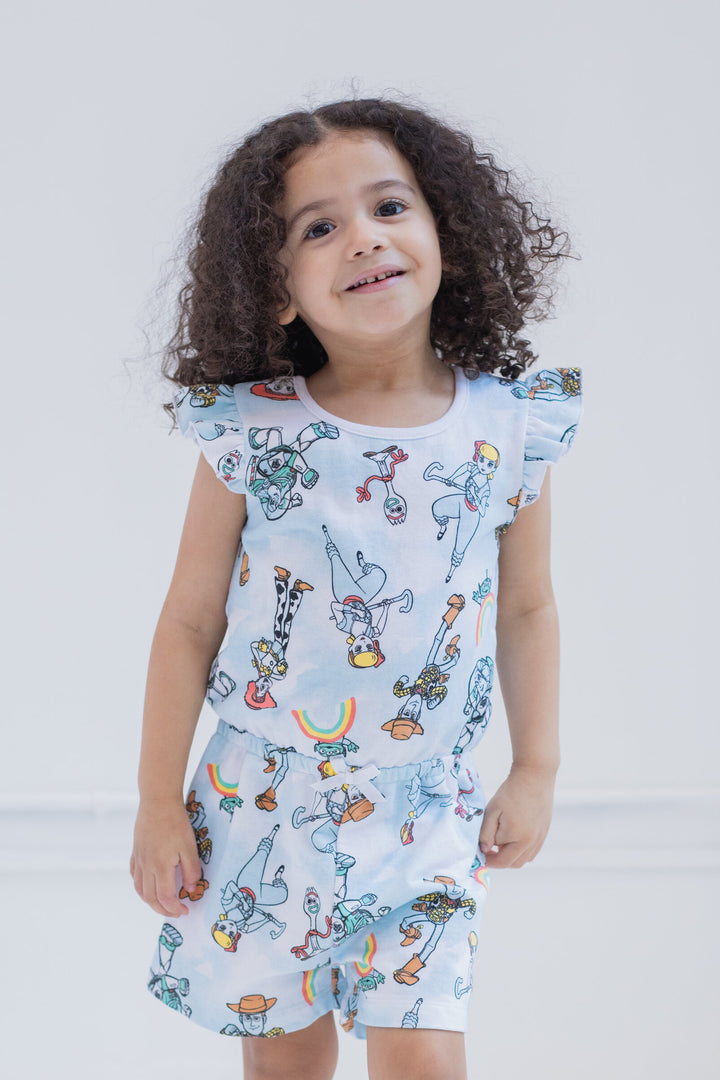 Disney Toy Story Girls' Sleeveless Skater Romper Light Blue