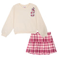 Marvel Spider-Man Girls' Fleece Sweatshirt and Pleated Skirt Set Pink Plaid