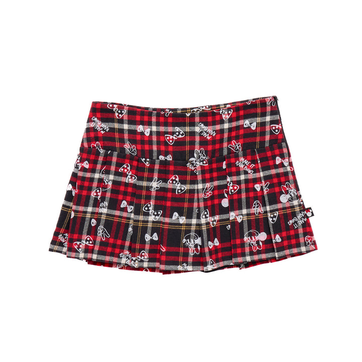 Disney Minnie Mouse Women's Pleated Skirt Red Plaid